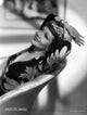 Claudette Colbert vintage photo print in floral dress.