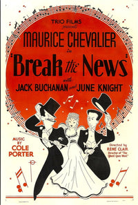 Break The News From Left Movie Masterprint Poster Print featuring Maurice Chevalier, June Knight, and Jack Buchanan.