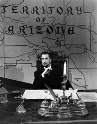The Baron Of Arizona movie poster featuring Vincent Price, 1950 classic film.
