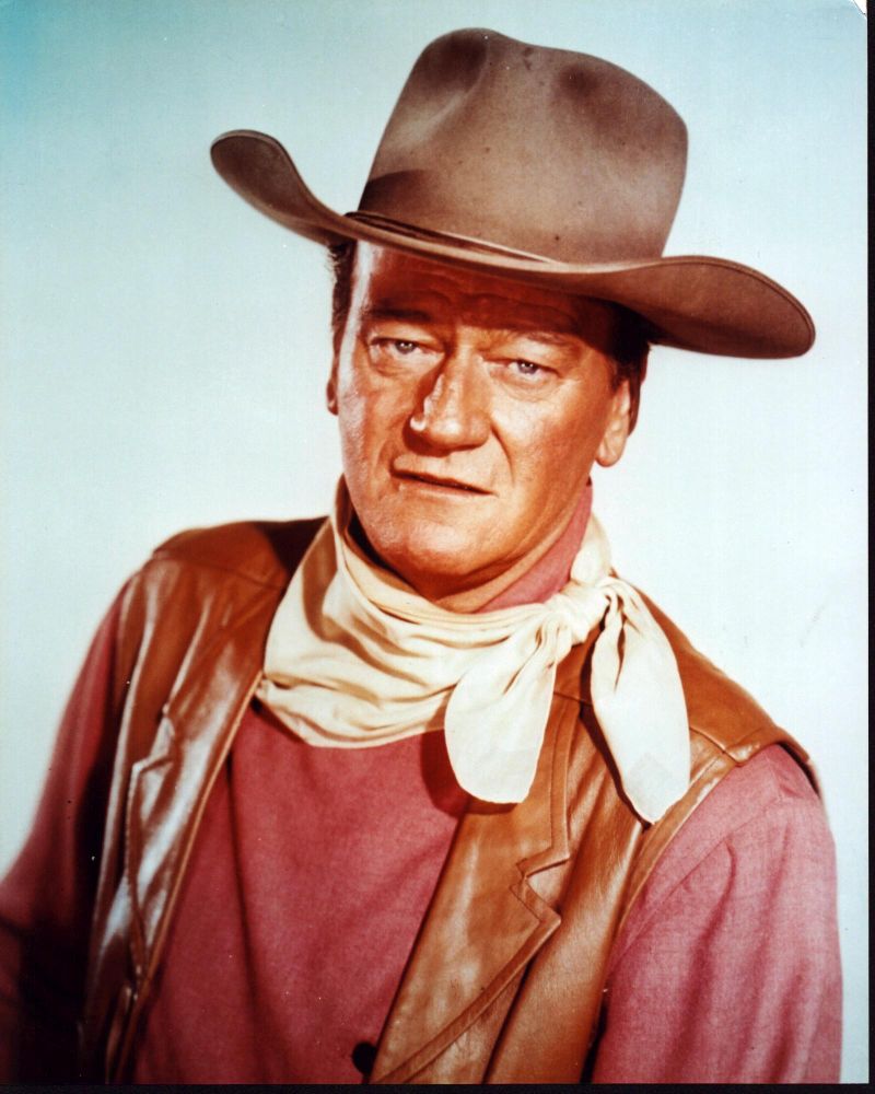 John Wayne photo print in brown leather vest and white bandana