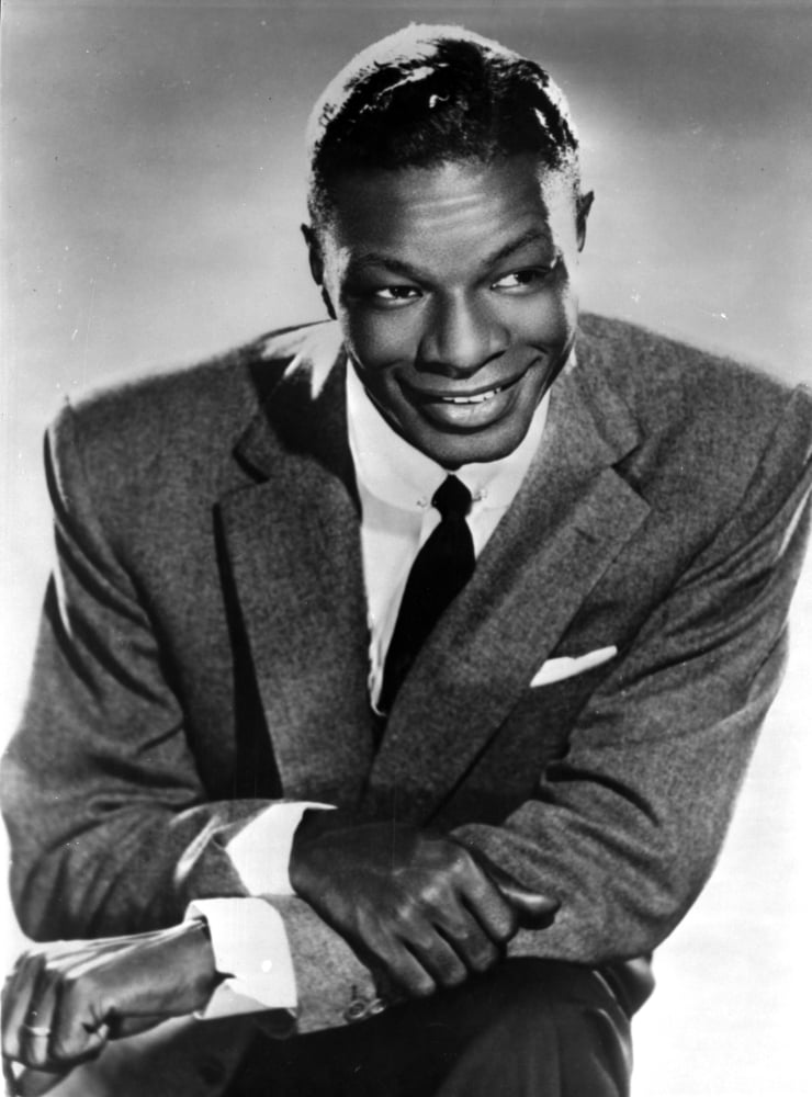 Nat King Cole smiling photo print, vintage jazz photography
