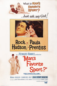 Man's Favorite Sport movie poster print featuring Rock Hudson and Paula Prentiss