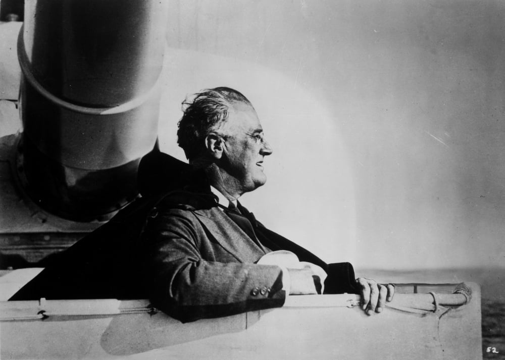 Franklin Roosevelt boating photo print, historical artwork