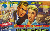 The Man Who Knew Too Much 1956 movie poster featuring James Stewart and Doris Day