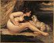 Naked Woman with a Dog poster print by Lontine Renaude