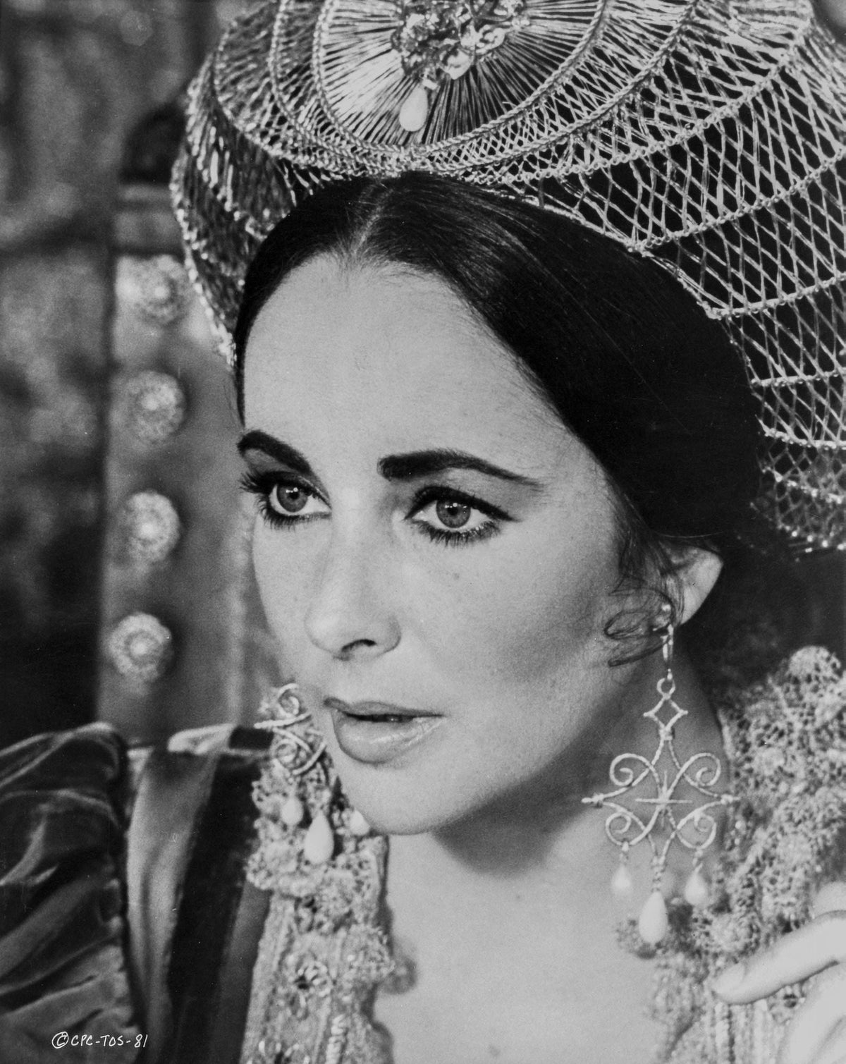 Elizabeth Taylor portrait in dress with tiara photo print.
