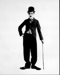 Black and White Photo Print of Charlie Chaplin with Cane