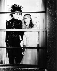 Black and white photo print of Johnny Depp and Winona Ryder in Edward Scissorhands