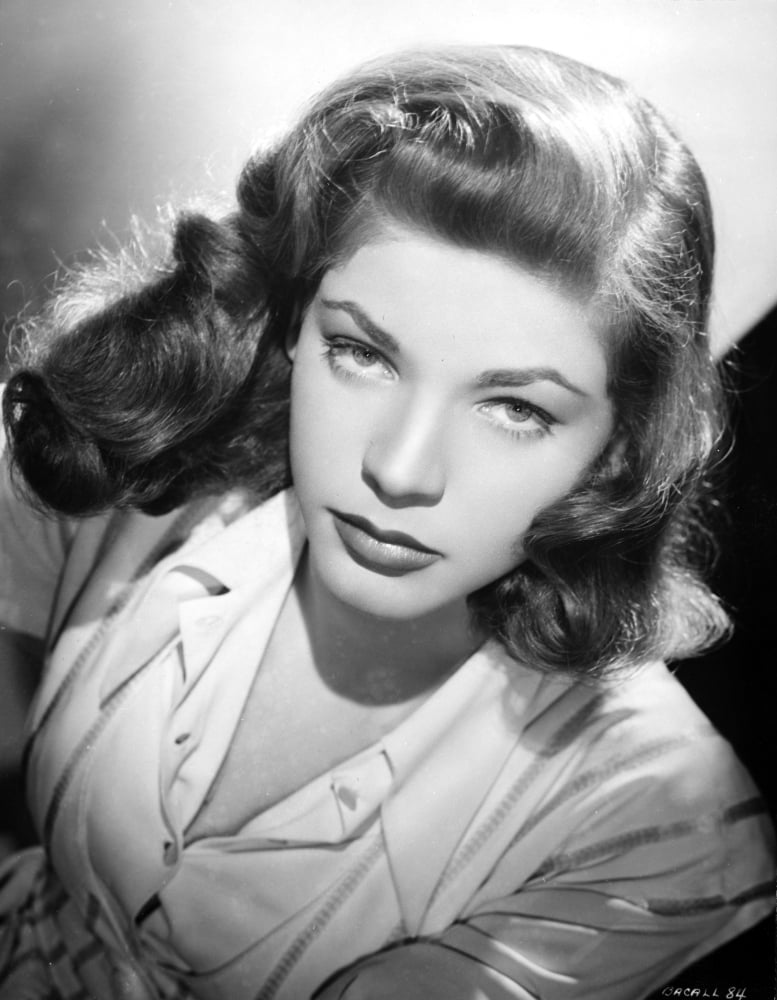 Lauren Bacall close-up black and white portrait photo print