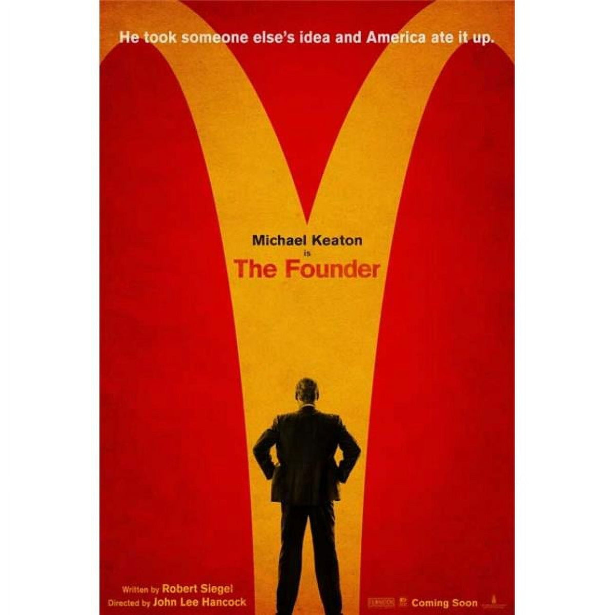 The Founder movie poster showcasing ambition and fast-food revolution in vibrant colors.