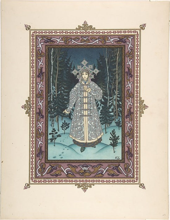 Snegurochka in the Forest poster print by Boris Zvorykin, 8 x 10 inches.