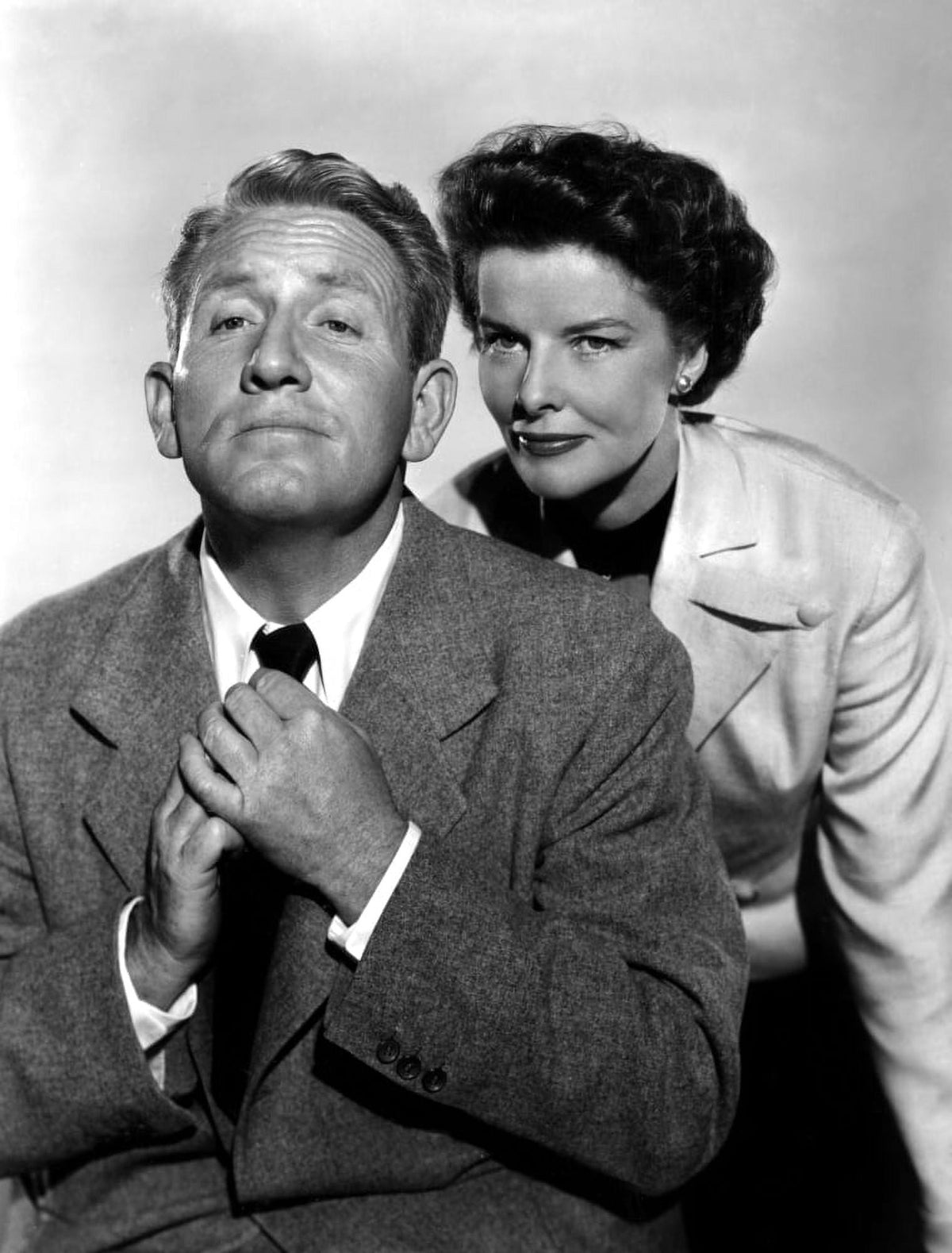 1949 photo print of Spencer Tracy and Katharine Hepburn.
