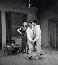 Martin and Lewis dancing on a film set photo print