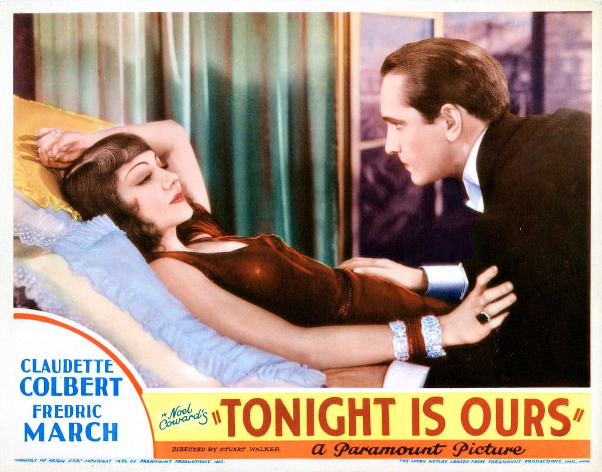 Tonight Is Ours movie lobby card print featuring Claudette Colbert and Fredric March