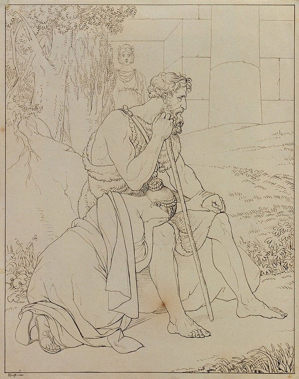 Oedipus and Antigone Art Print by Johann Peter Krafft
