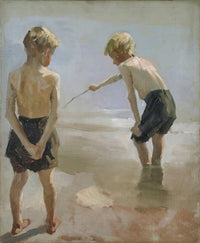 Boys Playing on the Shore Poster Print by Albert Edelfelt, 1884, available in multiple sizes.