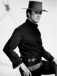 Clint Eastwood iconic photo print in black long sleeve with hat