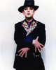 Boy George portrait photo print showcasing a printed collar coat.