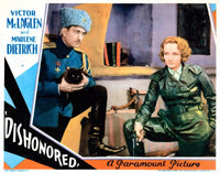 Dishonored movie lobby card print featuring Victor McLaglen and Marlene Dietrich