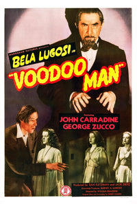 Voodoo Man movie poster featuring Bela Lugosi and John Carradine, 1944 film art