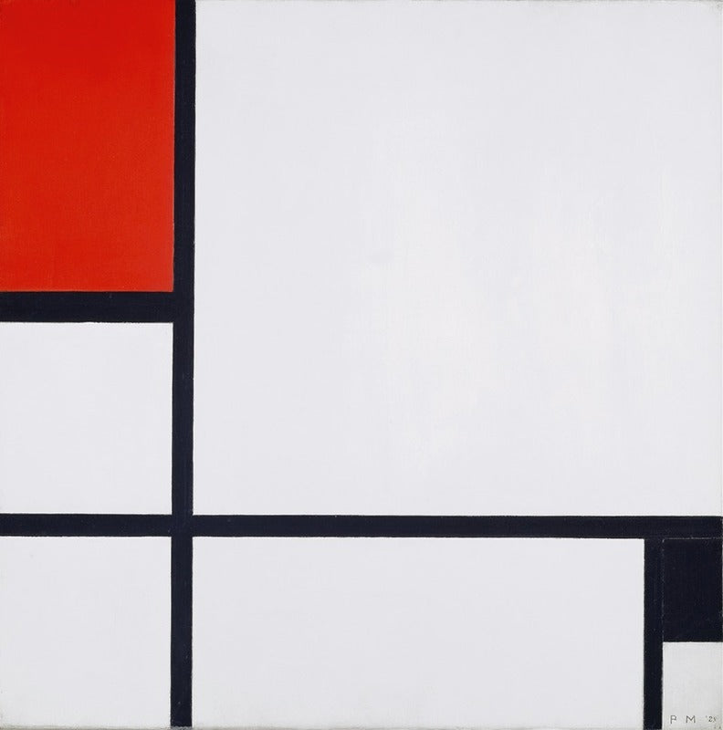 Composition No. I with Red and Black art print by Piet Mondrian, modern abstract design.