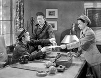 Smugglers Cove Three Men Discussing Inside Office Photo Print