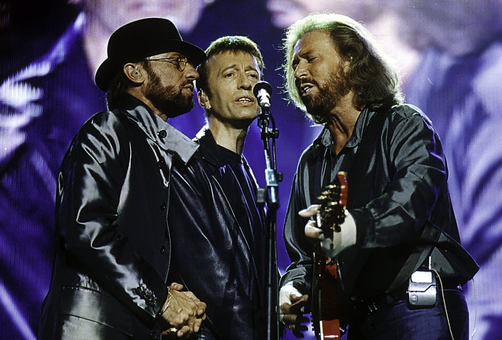 The Bee Gees live performance photo print showcasing iconic music moment.