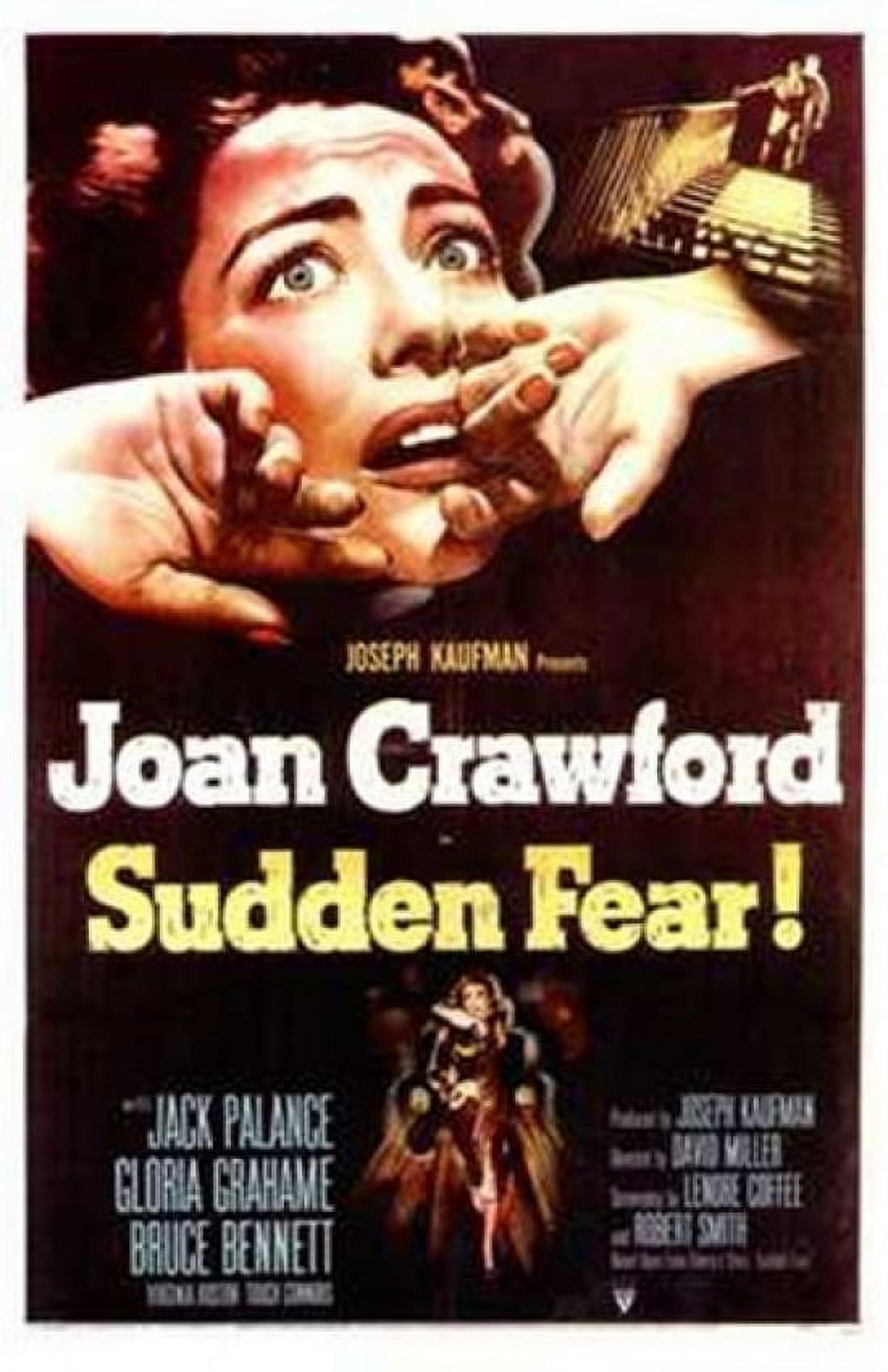 Sudden Fear movie poster print in 11x17 size, classic film art.