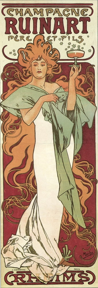Champagne Ruinart 1896 Art Print by Alphons Mucha - 8x10