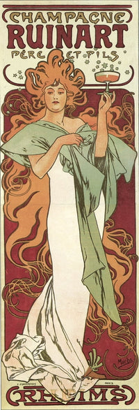 Champagne Ruinart 1896 Art Print by Alphons Mucha - 8x10