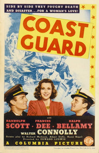 Coast Guard movie masterprint poster featuring Randolph Scott, Frances Dee, and Ralph Bellamy, 1939.