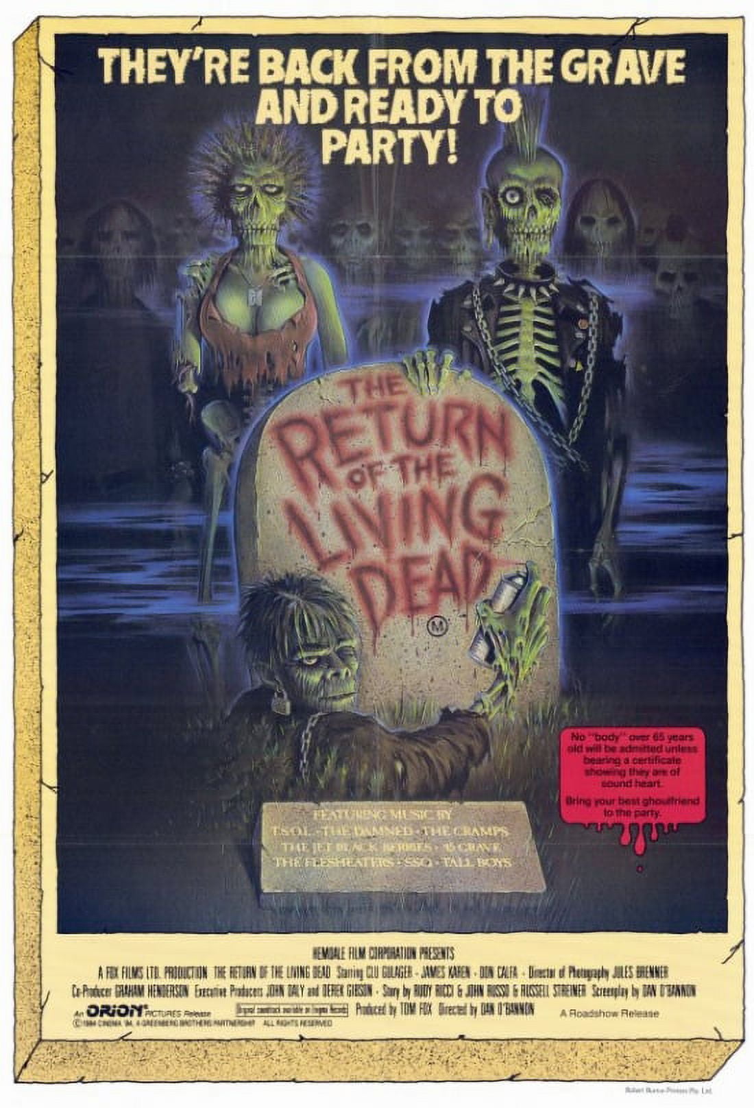 The Return of the Living Dead movie poster 11x17