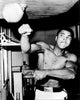 Muhammad Ali hitting speed bag black and white photo print
