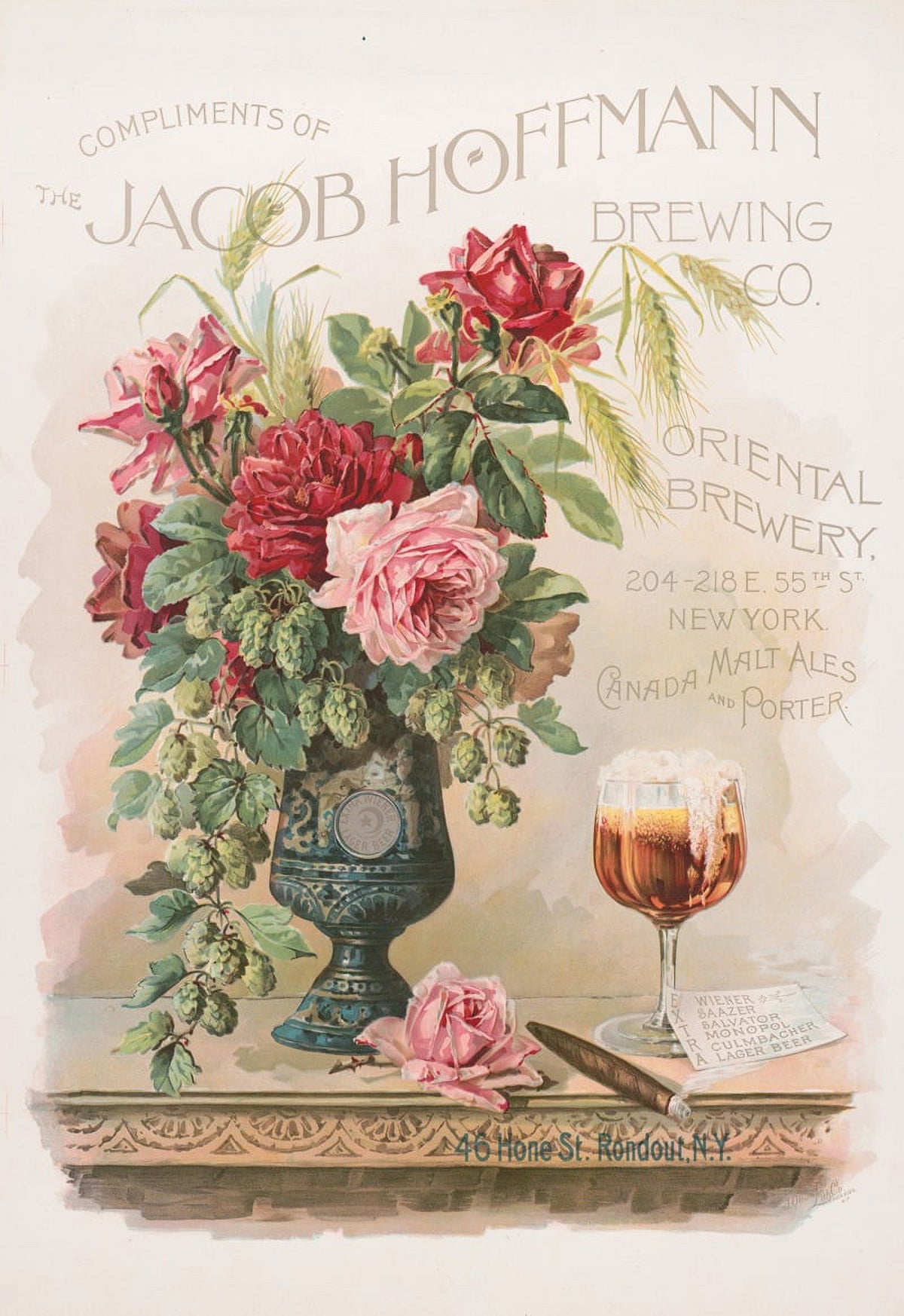 Vintage Oriental Brewery Poster Print by J. Ottmann Lith. Co.