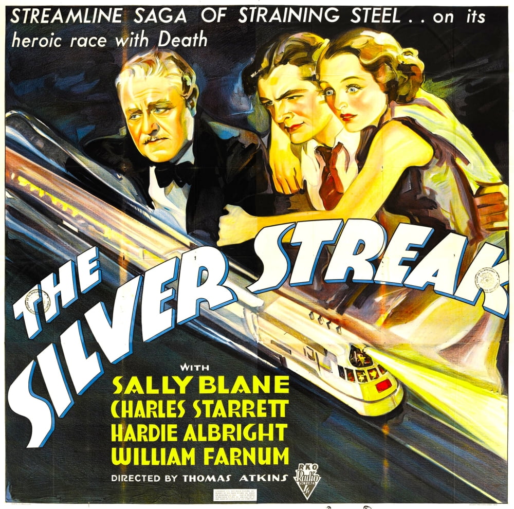 Silver Streak movie masterprint poster featuring stars William Farnum, Charles Starrett, and Sally Blane (1934).