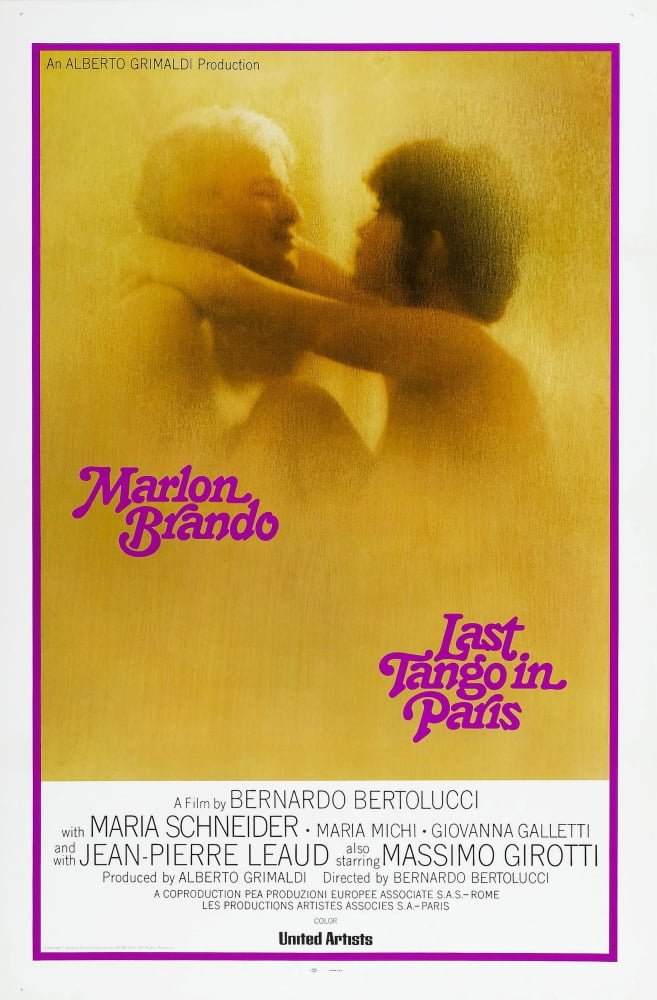 Last Tango In Paris movie poster featuring Marlon Brando and Maria Schneider