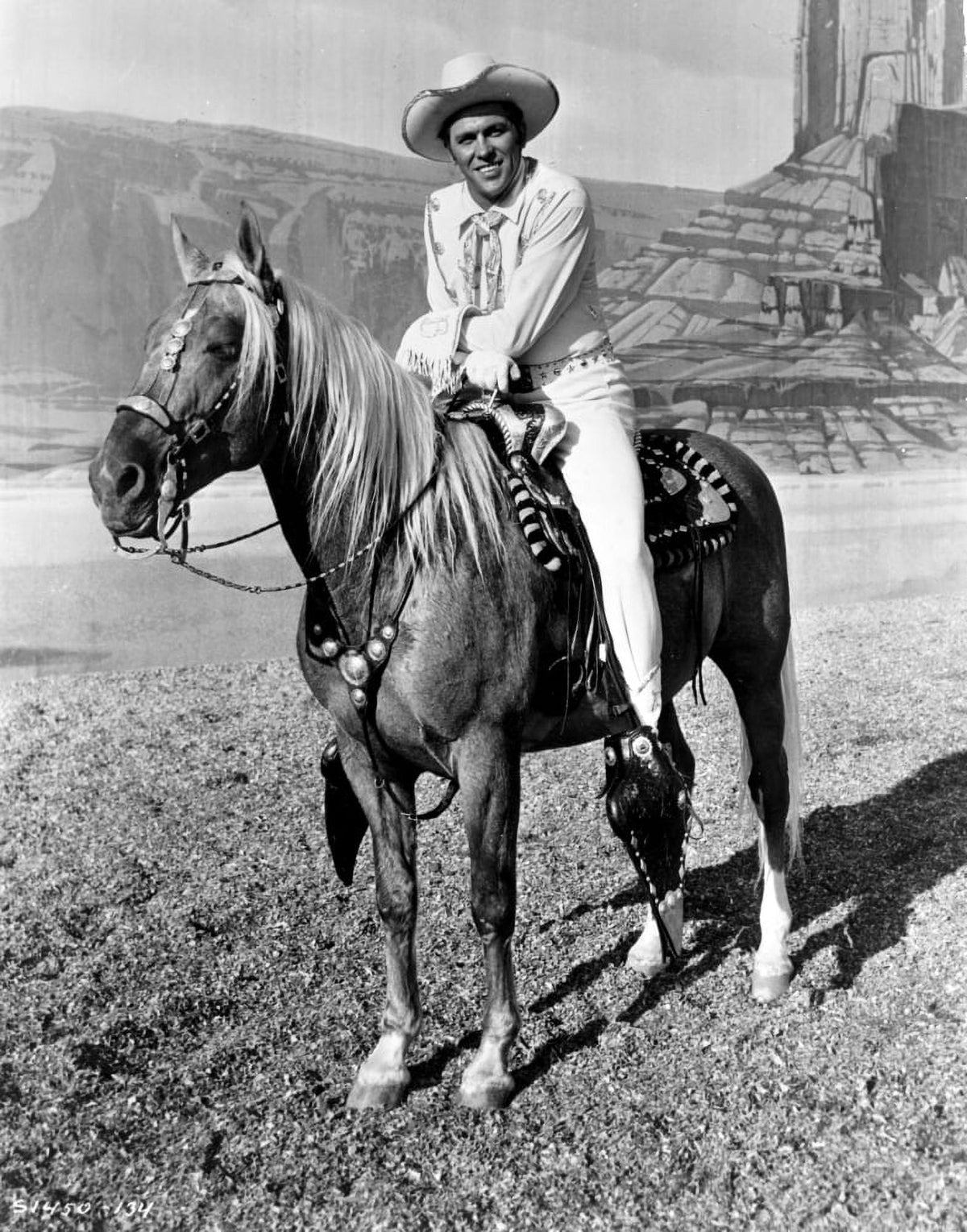 Howard Keel Riding Horse in White Outfit Photo Print