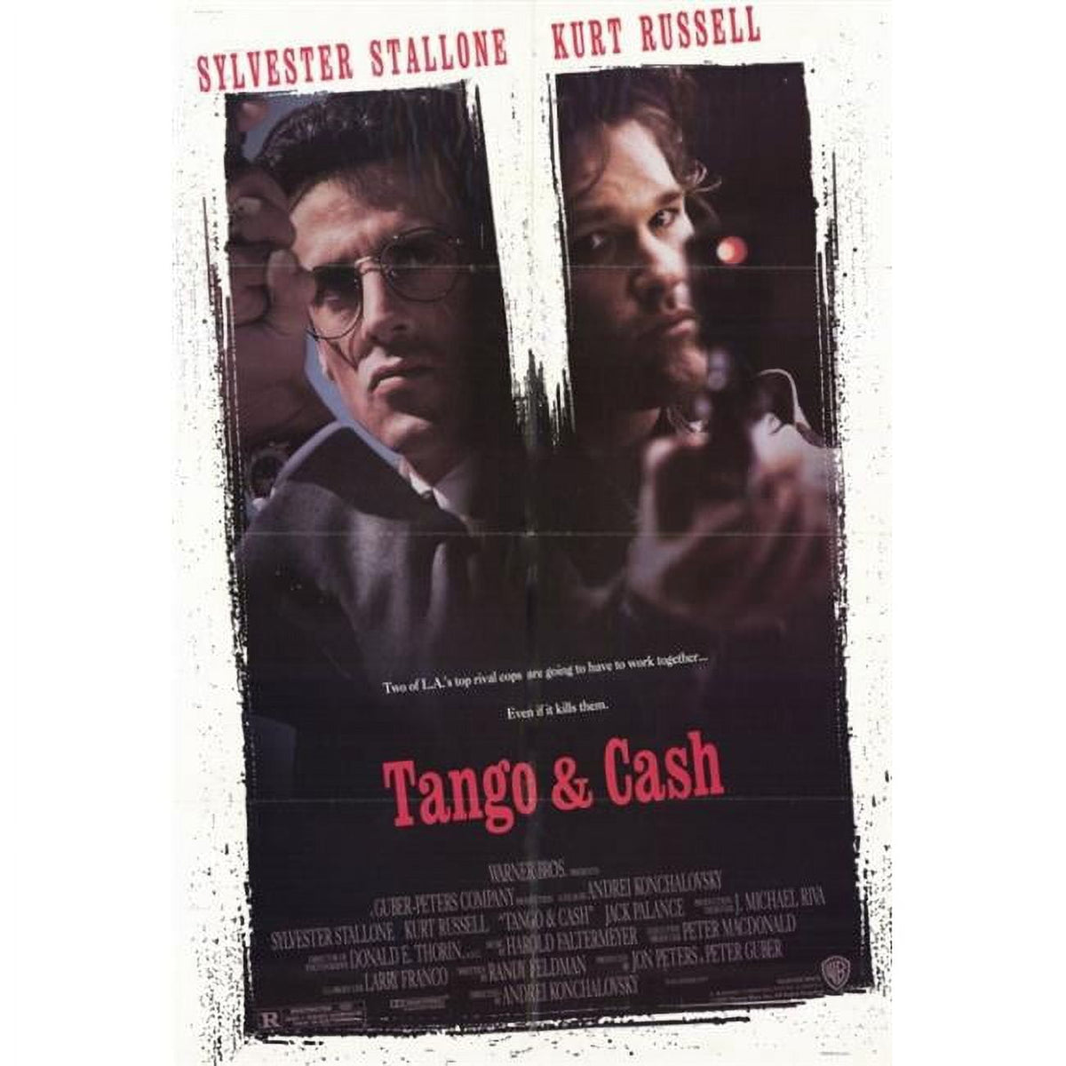 Tango and Cash Movie Poster Print featuring Sylvester Stallone and Kurt Russell in action.