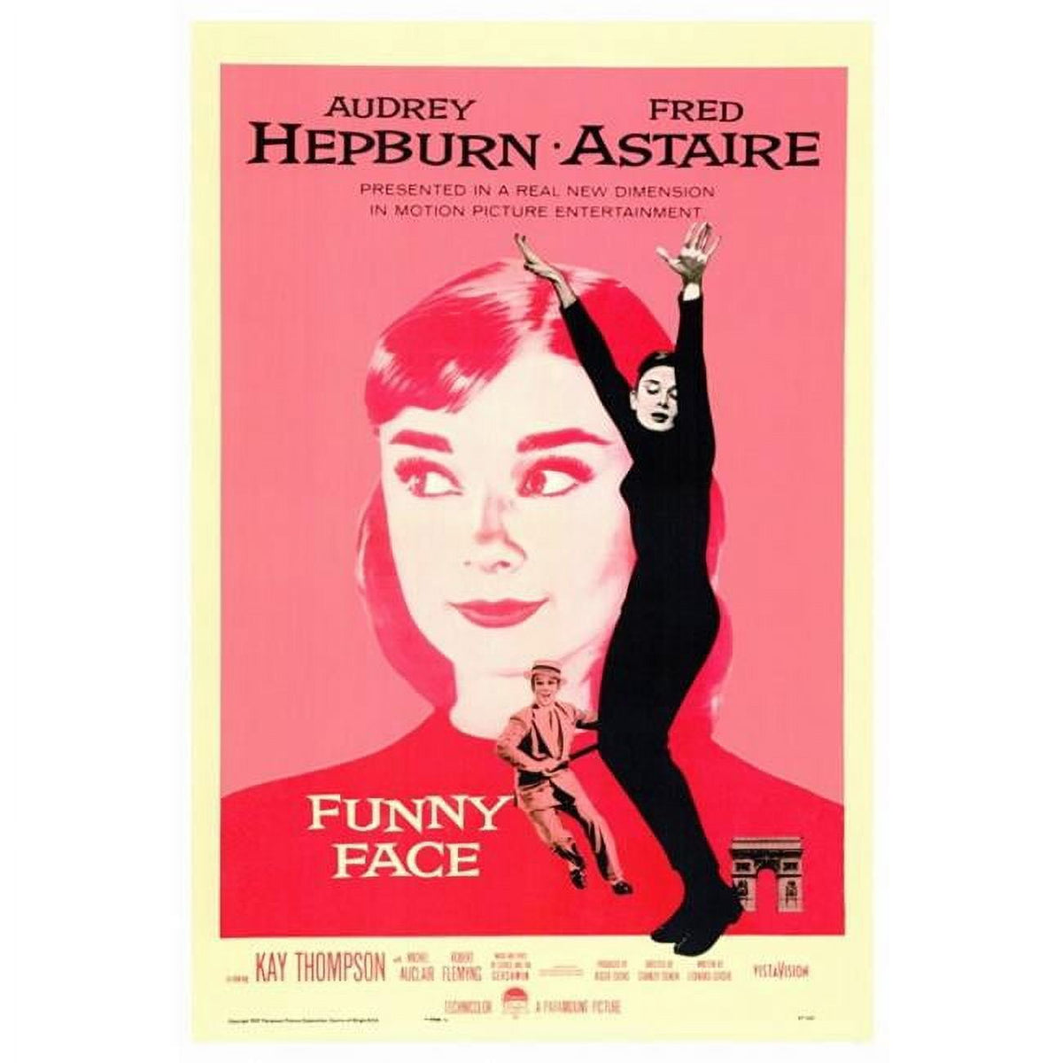 Funny Face Movie Poster Print featuring Audrey Hepburn and Fred Astaire in classic film style.