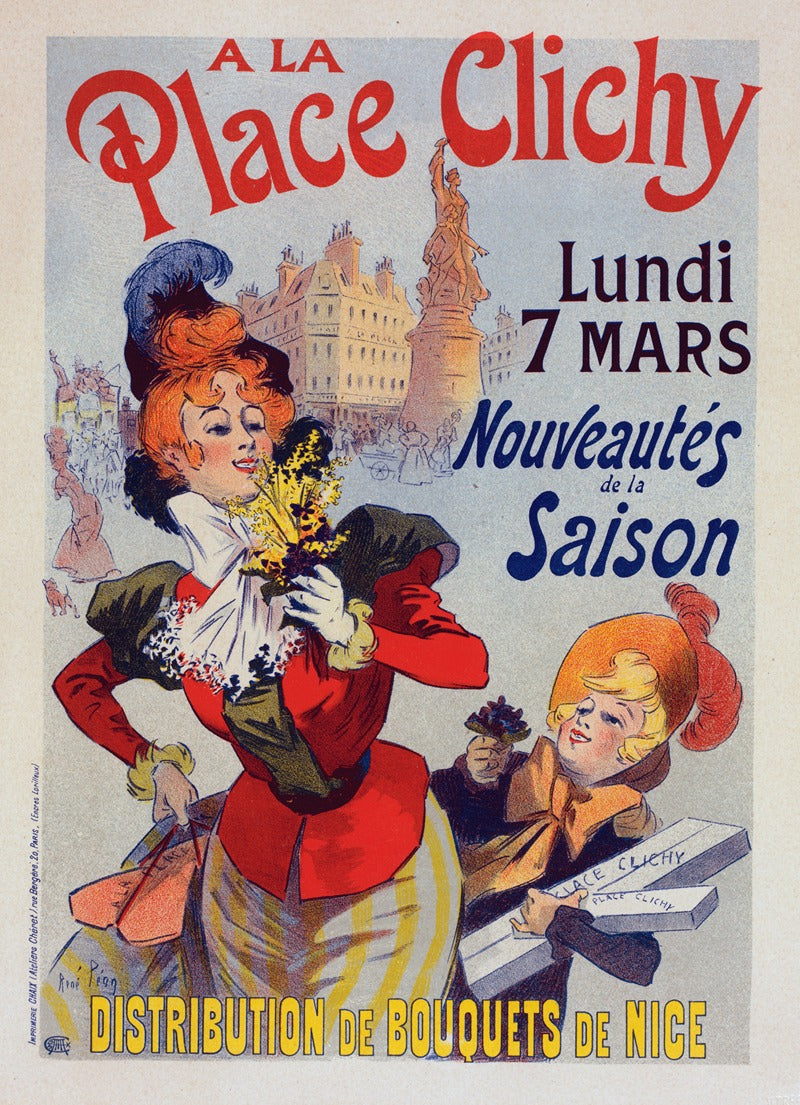 A la Place Clichy poster print by René Péan showcasing the vibrant charm of Paris.