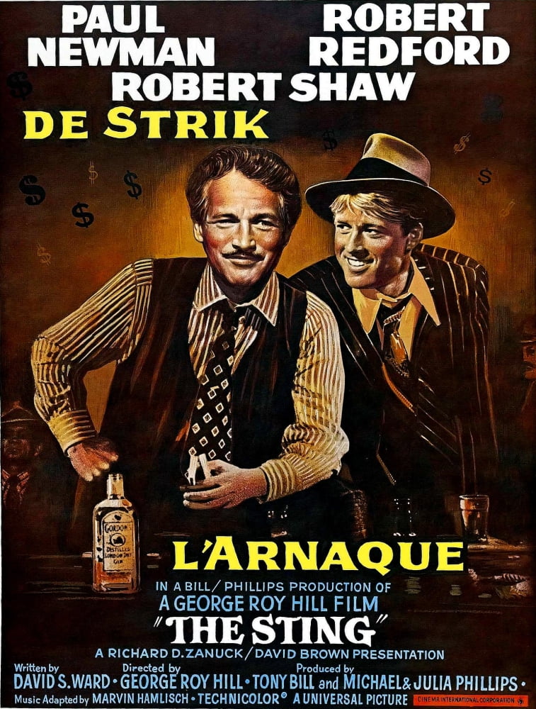 The Sting movie poster featuring Paul Newman and Robert Redford, 11x17 size