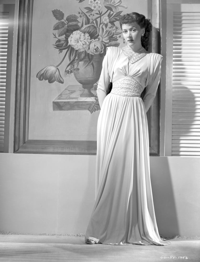 Gloria Grahame portrait photo print in white gown