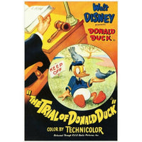 The Trial of Donald Duck Movie Poster Print featuring Donald Duck in a courtroom scene.