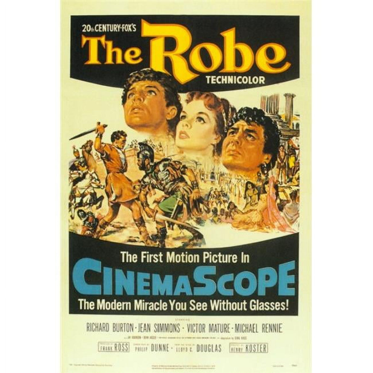 The Robe movie poster print featuring classic film art in 27x40 size.