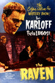 The Raven movie poster featuring Boris Karloff and Bela Lugosi in a dramatic design.