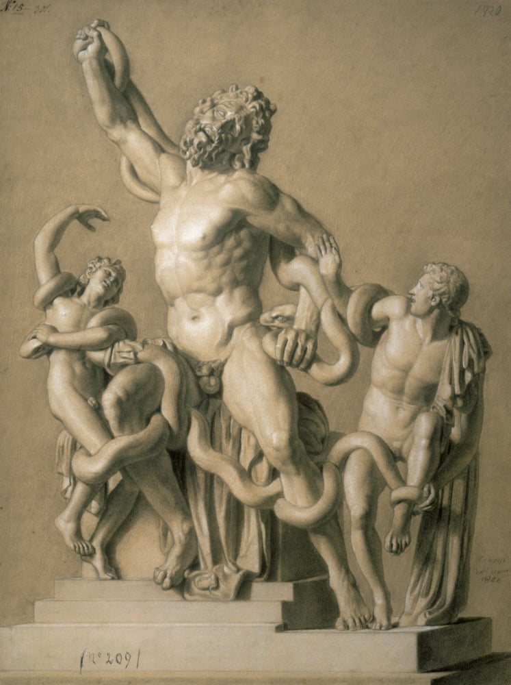 Laocoon Group Study Poster Print showcasing classical art details.