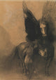 Pegasus and Bellerophon art print by Odilon Redon, featuring mythical imagery.