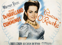 Princess O'Rourke movie poster print featuring Olivia De Havilland, vintage film art.