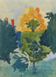 Sunset (1916) poster print by Charles Ephraim Burchfield showcasing vibrant colors and serene landscape.