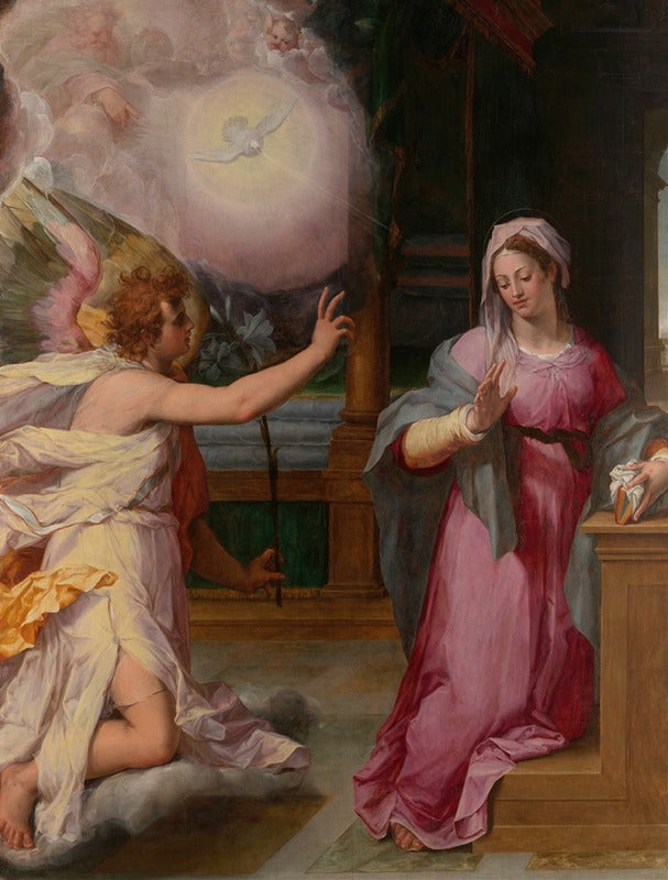 The Annunciation poster print by Peter Candid, capturing a divine moment of art.